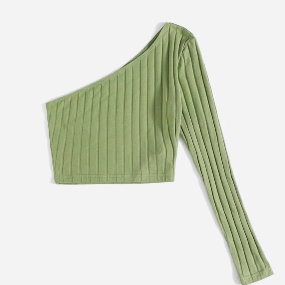 SHEIN One Shoulder Rib-Knit Crop Top